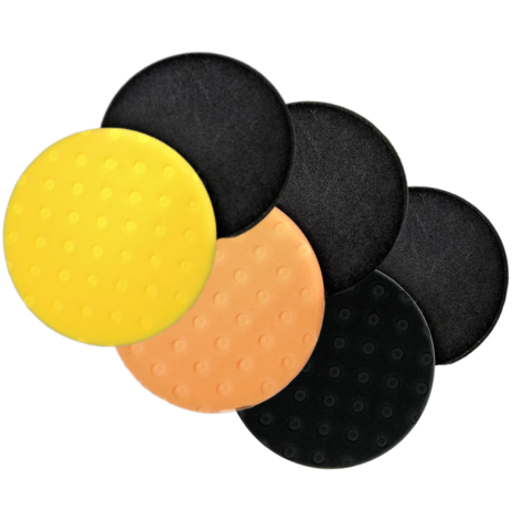 yellow, orang and black ccs type polishing pads